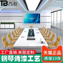 Paint conference table White simple modern large training table Long table Company reception negotiation desk can be customized