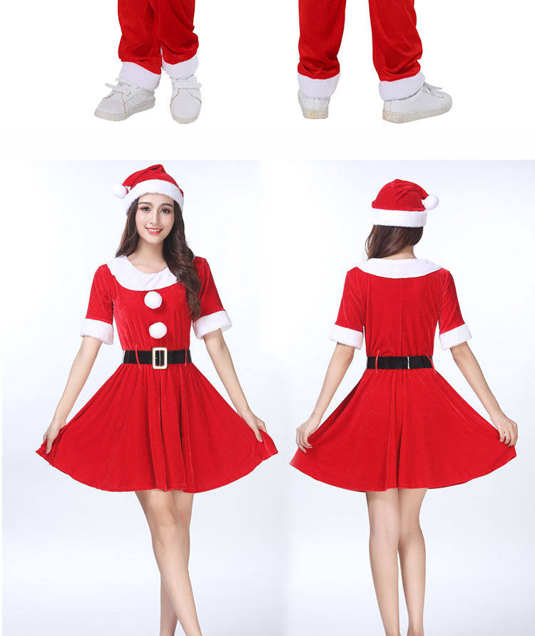 圣诞节衣服儿童男女金丝绒服饰成人性感情侣节日套装圣诞服装
