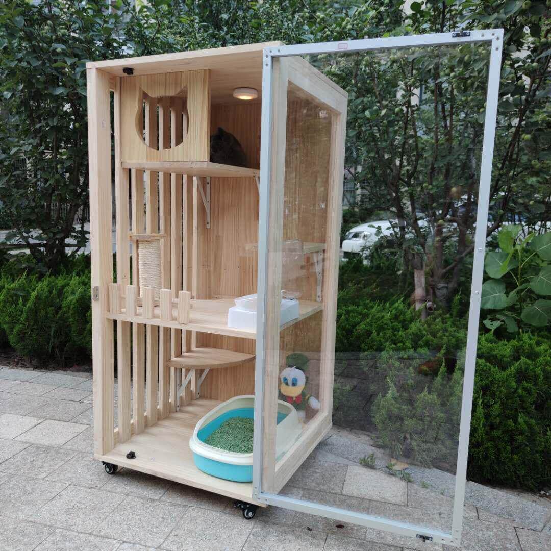 2m猫别墅实木猫舍猫笼家用双层三层的室内大型木制繁育公寓猫窝