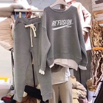 Autumn Winter Casual Harbor Wind Suit Women Han Edition Loose Movement Two Sets Of Garnter Thickened and Fashion Acrosse