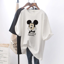 Pure cotton short sleeve t-shirt woman 2022 new Korean version loose casual 100 lap summer thin white blouses medium length