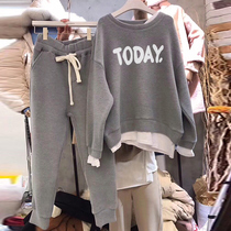 Autumn Winter Casual Harbor Wind Suit Women Han Edition Loose Movement Two Sets Of Garnter Thickened and Fashion Acrosse