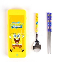 SpongeBob Korean original room lilfant spoon chopsticks storage children stainless steel tableware three-piece set