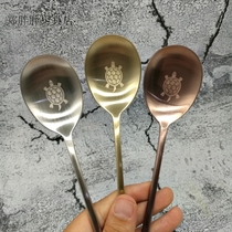 Korean rose Golden Silver Longevity Turtle 18-10 stainless steel titanium-plated solid Korean traditional tableware chopsticks spoon