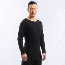 Dongxin dance clothes round neck waist T-shirt mens Latin dance slim-fit top Latin professional practice clothes Dance fitness clothes