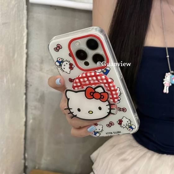한국인 귀여운 빨간 확인 케이티 고양이 자석 흡입 브래킷 iPhone에 적합한 iPhone 16Promax Apple 15 휴대 전화 케이스 14Pro 더블 레이어 크래프트 16 부드러운 13 만화 방지 커버 한국인 귀여운 빨간 확인 케이티 고양이 자석 흡입 브래킷 iPhone에 적합한 iPhone 16Promax Apple 15 휴대 전화 케이스 14Pro 더블 레이어 크래프트 16 부드러운 13 만화 방지 커버