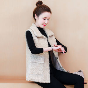 马夹女仿羊羔毛2020秋冬新款加厚仿皮毛一体背心坎肩外穿马甲外套