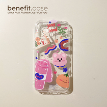 Benefit cartoon creative doughnut small bear suitable for apple 13promax transparent mobile phone shell iphone12mini protective sleeve xsmax cute xr fun 8