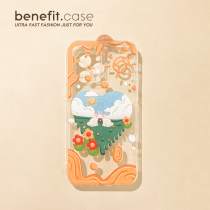 Benefit Japan-ROK and Cream Small Rabbit applies Apple 13promax mobile phone shell iphone12 Transparent soft mini Cartoon Xsmax Oil Painting Xr Love 8