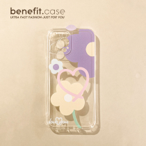 Benefit Japan-ROK ins purple flower photo frame suitable for apple 13promax mobile phone shell iphone12 transparent mini silicone xsmax fresh x soft 8p
