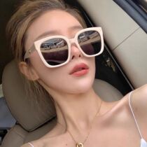 2021 new style sunglasses womens Korean version trendy summer sunglasses womens rice white big frame net red with the same big face and thin