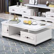 New rounded corners minimalist modern European-style living-room TV cabinet Composition Tea table Home Small-family-type glass tea table Table