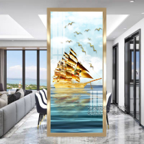 Art glass custom screen Aisle partition living room double-sided matte translucent painting Smooth sailing in 2020