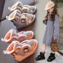 British next road children's cotton shoes autumn winter boys' fleece soft sole rhinestone girls' two cotton snow boots