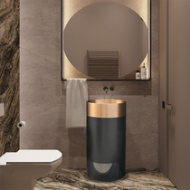 Modern minimalist integrated floor washroom copper column basin independent hand washstand basin small family type column inwash basin