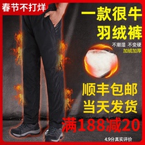 The elderly father down pants men wear outside the elderly to keep warm winter northeast windproof thickened minus 30 degrees cotton pants