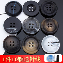 Round resin button fur coat windsuit suit Western pants 100 hitch male and female delicate black large number four eye button