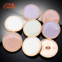 Upscale button metal resin round button sweater coat coat big coat windsuit woman big number 100 lap gold edge clasp