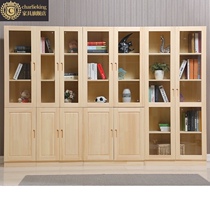 Solid wood bookcase Living room shelf Childrens pine bookshelf Simple floor-to-ceiling office bedroom storage cabinet bookcase