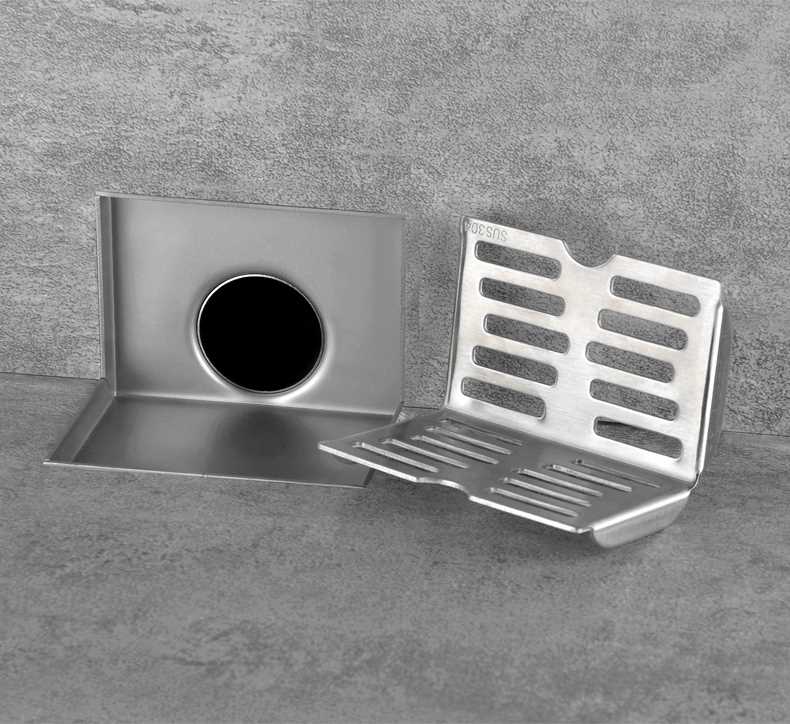 墙角地漏不锈钢304侧排地漏阳台直排墙面l形横排水50管道