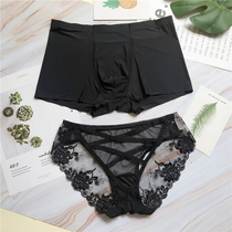 Summer ice silk couples underwear sexy pair of lovers cute passion underwear suit pants head pants