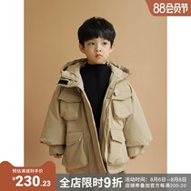 oddtails boys tooling wind cotton clothes warm winter clothes 2021 new medium and large children thickened hooded cotton jacket