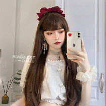 Long hair wig female natural realistic air bangs long straight hair fashion repair face Lolita full headgear jk wig set