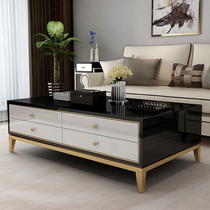 Postmodern light extravagant glass tea table small family type square small table tea table TV cabinet Composition Living room Home Tea Desk