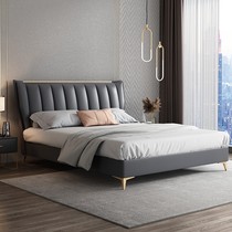 Postmodern minimalist light luxury leather bed for small family type main sleeper 1 8 m double bed high-end soft bag willful wedding bed