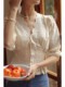 Three-dimensional flower shirt women's summer 2022 new design French retro puff sleeve waist short-sleeved top Three-dimensional flower shirt women's summer 2022 new design French retro puff sleeve waist short-sleeved top