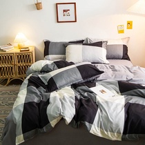 Men bed supplies four pieces of male bed linen sheets of student dormitory three pieces of water washing cotton mesh red covered by home textile