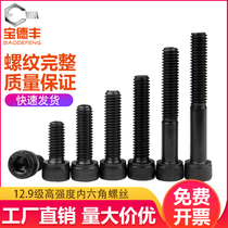 Class 12 9 Hexagon socket screw cylinder head bolt black half tooth lengthy cup head screw M10M12M14