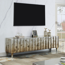 Light luxury TV cabinet full of multifunctional plant flower pattern household luxury living room furniture coffee table table cabinet