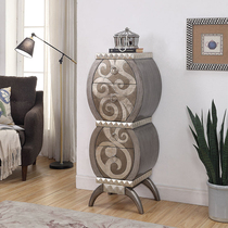 Jiyou home light luxury cupboard villa high-end silver foil jewelry cabinet Nordic bedroom chest wood decoration drawer cabinet