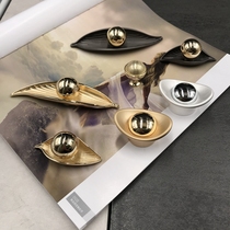 Modern simple Nordic golden shoe cabinet Bedroom drawer handle American light luxury wardrobe door single hole long handle