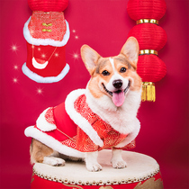 Short-legged captain pet Tang dress Dog New Years clothing New Year red envelope festive clothes Corgi Burr Tang dress Han Suit