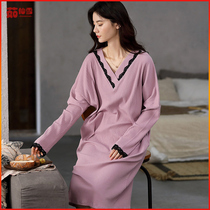 Ruxian Snow Sleightdress Womens Cotton Long Sleeve Autumn Home Dress Long Plus Size Loose Womens Pajamas