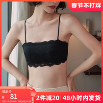 Tube top underwear womens no steel ring push-up bra small chest gather wrapped chest thin section strapless lace bra beautiful back