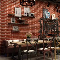 Wall paper Self-adhesive red brick Imitation Ancient Nostalgia Wall Stickler Shop Wallpaper Restaurant Restaurant Hotel Home Decoration Stickers