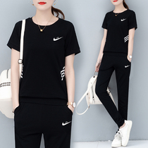 Official Web Official Flagship Store Pure Cotton Casual Sportswear Suit Womens Summer 2022 New Two Sets Wave
