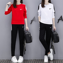 Official flagship store Official Flagship Store Casual Sportswear Suit Ladies Spring Autumn Season New Long Sleeves Pants Two Pieces