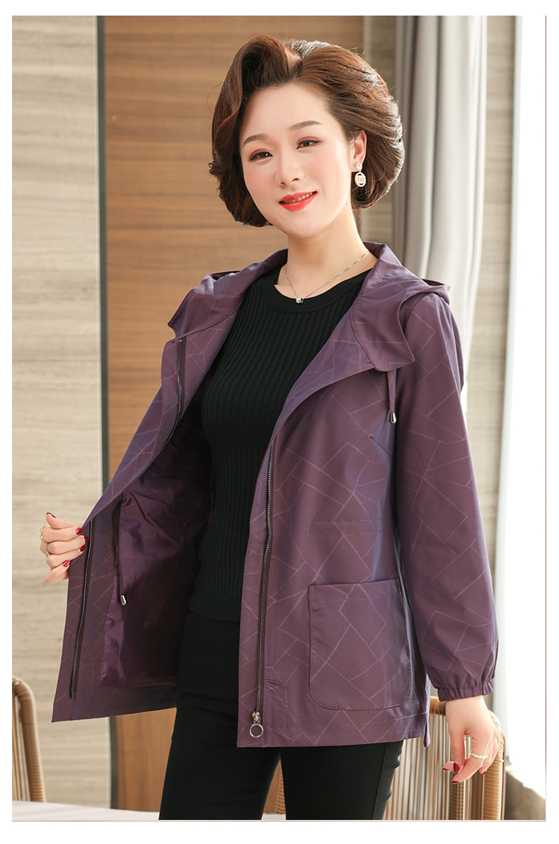 女士风衣 艳如飞妈妈春装外套短款时尚洋气小个子薄款风衣中老年女装