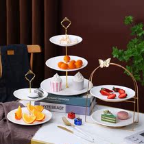 Front desk sugar plate European-style simple ceramic multi-layer fruit tray Afternoon refreshment heart rack Snack cake tray customer