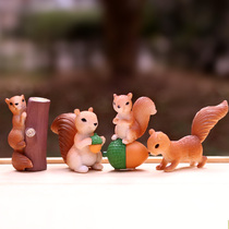 Cute mini squirrel hand-made blind box Succulents potted bonsai landscape desktop decoration small pendulum