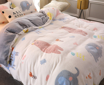 Thickened autumn and winter coral velvet quilt cover single piece double-sided velvet kindergarten childrens flannel quilt cover single double