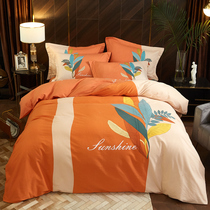 Abrasive Pure Cotton Four Pieces of Thickened Bed bedding Spring and summer minimis Atmosphere 100 All cotton quilts covered with bed Ogasawara three sets 4