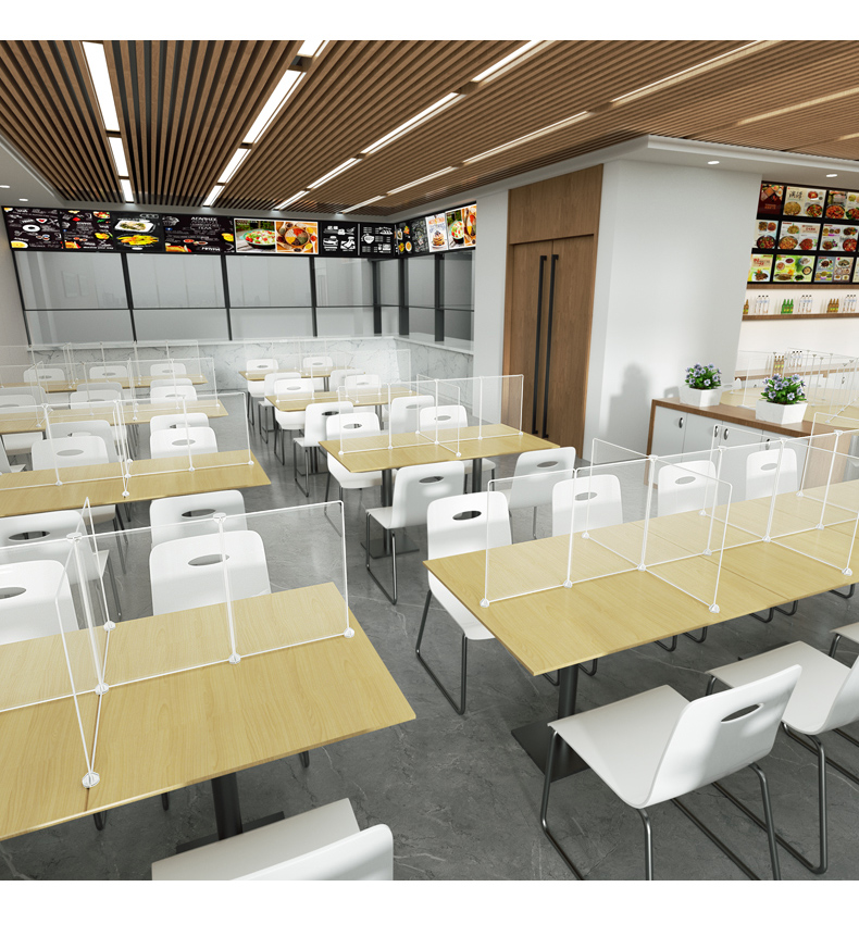餐桌隔板食堂桌面隔离板防飞沫学生用餐就餐塑料透明吃饭防疫挡板