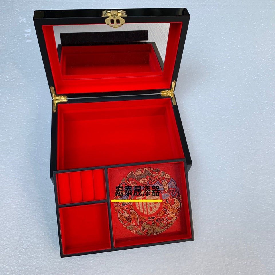 平遥漆器首饰盒山西漆器珠宝木质收纳盒闺蜜生日礼物