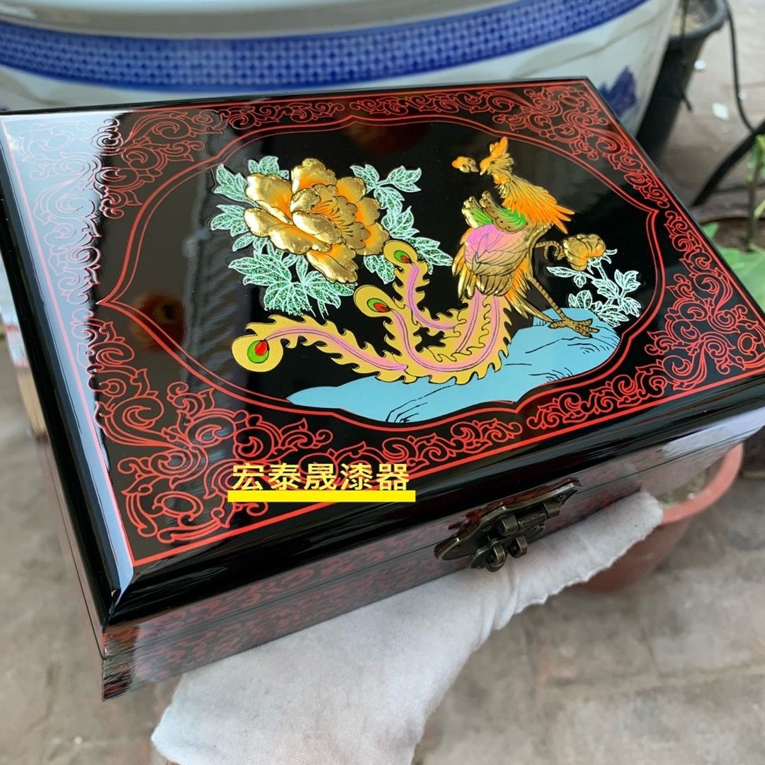 平遥漆器首饰盒山西漆器珠宝木质收纳盒闺蜜生日礼物