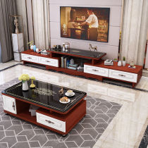 Small-family TV cabinet Tea Table Combined Living Room Telescopic European-style tempered glass TV enclosure